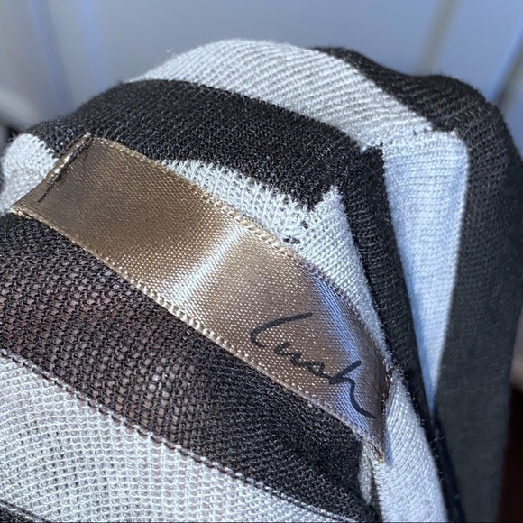 Nordstrom Lush Black Stripe Rayon Blend Stretch Cardigan Med Career Officecore - Picture 10 of 10